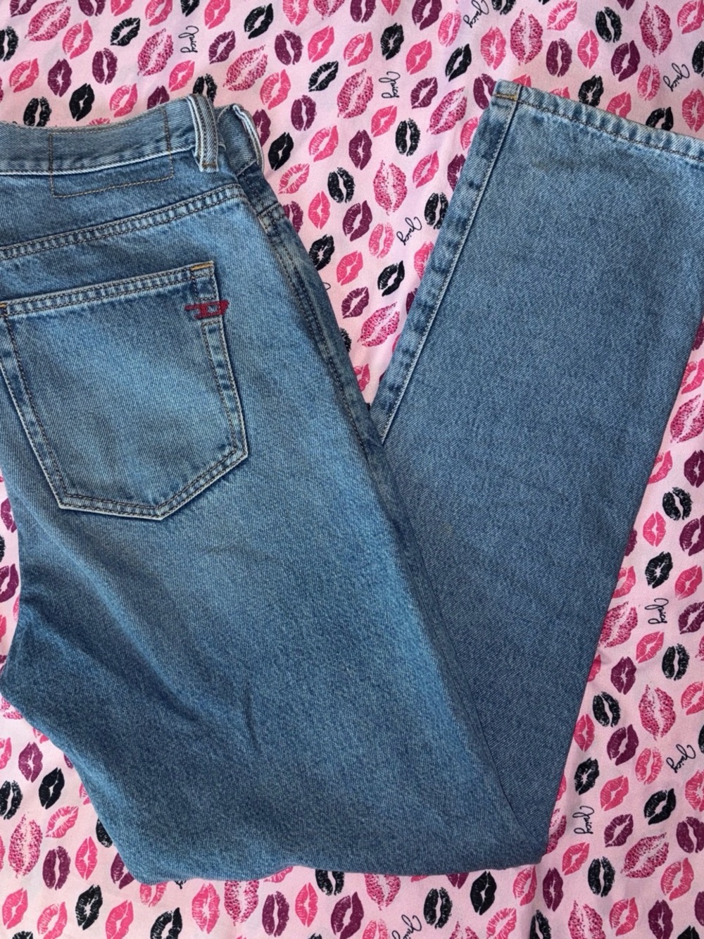 Diesel high rise straight leg light wash jeans